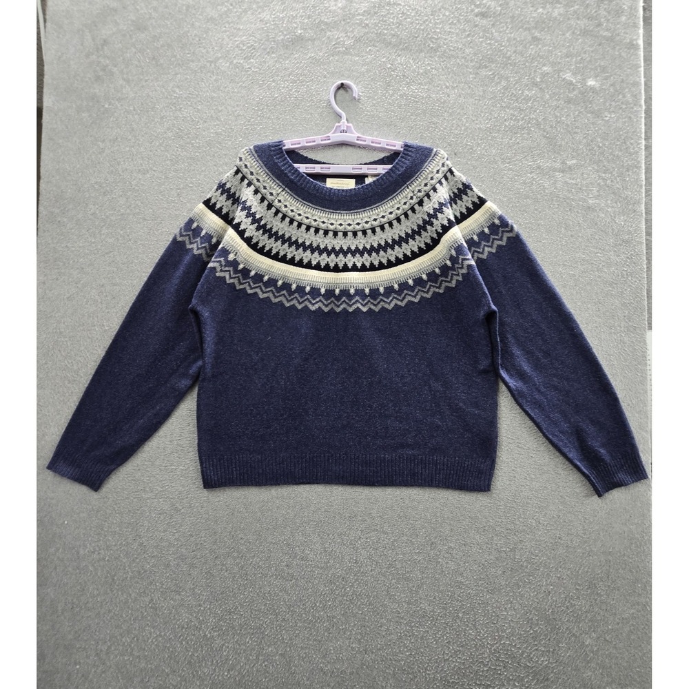 Weatherproof Vintage Women Sweater XL Blue Fair Isle Long Sleeve Pullover NWT